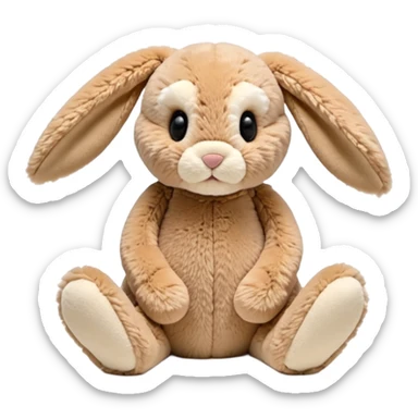 jellycat bashful bunny plush toy in beige, sitting pose, floppy ears, neutral background sticker