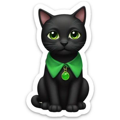 Black cat green yes sticker