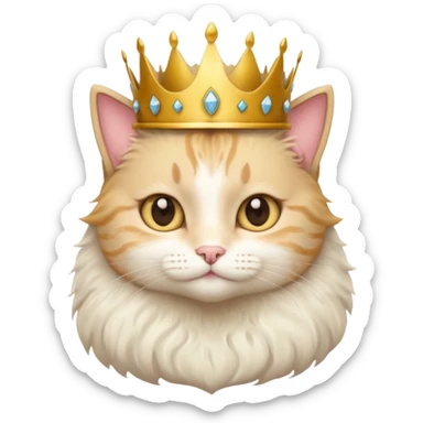 princess cat, cute, wearing a crown sticker