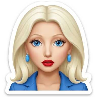 Christina Aguilera with blue eyes, long  platinum blonde hair sticker
