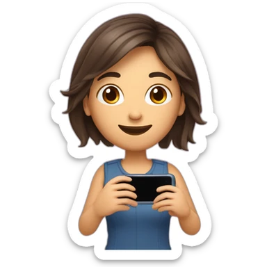 Brune aux cheveux courts qui se prend en selfie avec son téléphone sticker