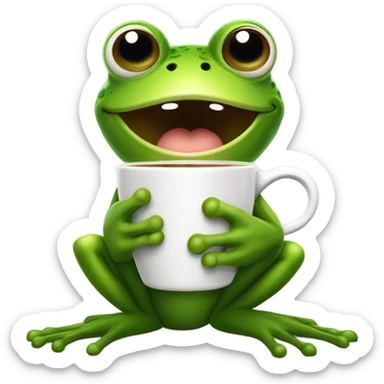 A cute frog drinking coffee sticker