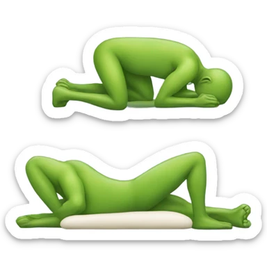 Man sleeping style look from behind, the leg look like frog that want to jump sticker