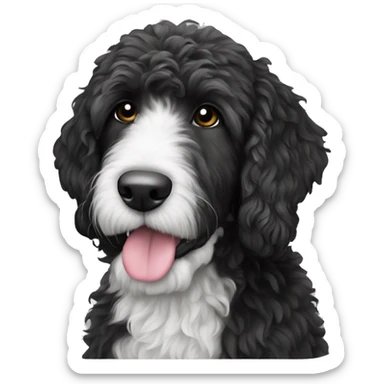 Black and white Bernadoodle sticker