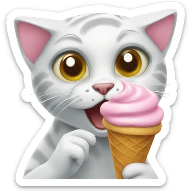Cat eating ice cream  sticker