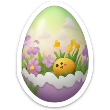 Easter egg with scene inside sticker