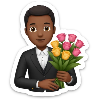 Black Male hand give a bogue of flowers sticker