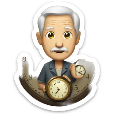 OLD MAN HOLDING CLOCK sticker