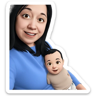 smiling baby with black hair sticker