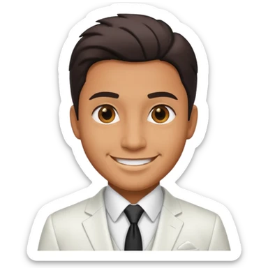 businessman, tan skin, black eyes, white suit sticker