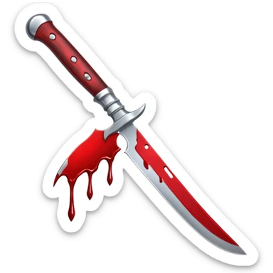 A blood dripping knife pointing diagonal, in the style of your bleeding skull art sticker