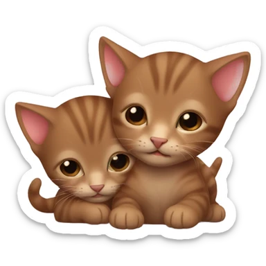 small brown kittens snuggeling sticker