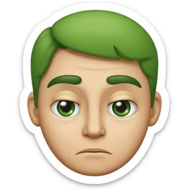 Can you make a green faced emoji giving a side eye with a frown. gelous sticker