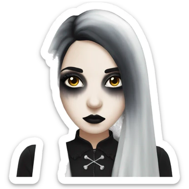 gothic girl with dark makeup and hair sticker