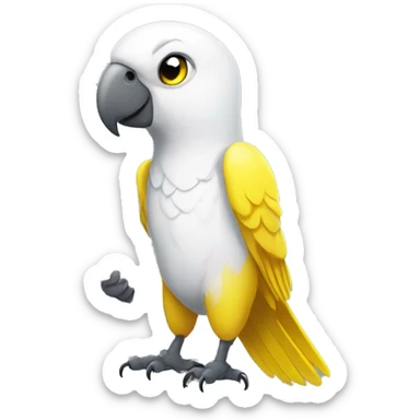 white and yellow parrot  holding a sign with the inscription i love you sticker