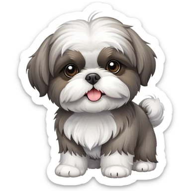 grey and white shih tzu dog sticker
