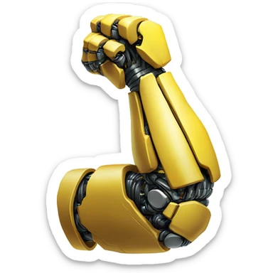 Flexing yellow mechanical cyborg bicep and arm sticker