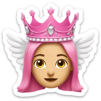 pink crown with angel wings sticker