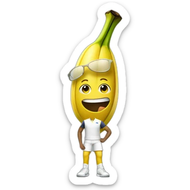 Humanlike Banana in a tennis uniform sticker