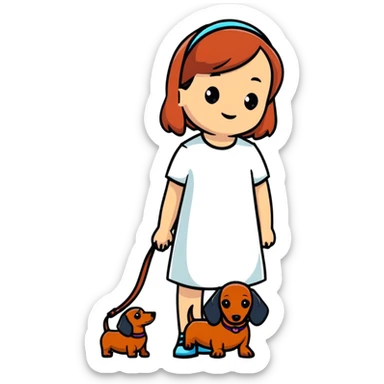 girl with dachshund sticker
