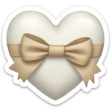 white heart with beige bow sticker