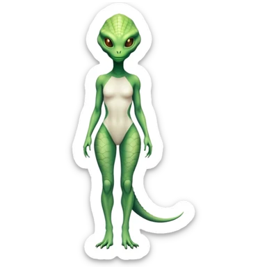 a Reptilian alien white woman, full body sticker