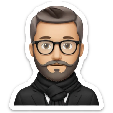 gray scarf male  beard hair with suit glasses sticker
