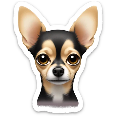 Tan long hair chihuahua with black tips on their ears and black around the mouth sticker