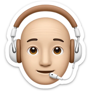 Create an Apple-style emoji that uses the 😶 neutral face, but wearing the same AirPods Max headphones as the 🎧 emoji. sticker