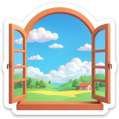 a big full width/height window with a idyllic scenery skylight and clouds visible sticker