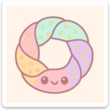 a simit, Turkish sesame bagel, cute cartoon style, kawaii sticker