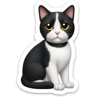 Tuxedo cat with mostly black face sticker