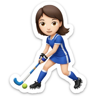 brunette girl playing field hockey sticker