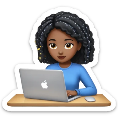black pretty girl working hard with sparkles on laptop sticker