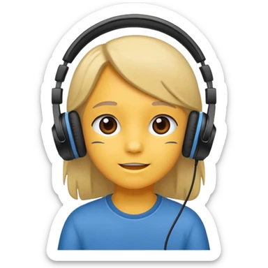 kids with headphones sticker