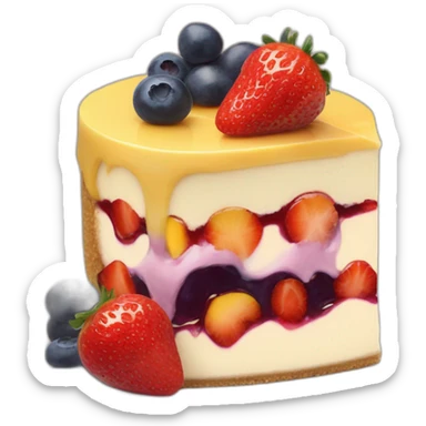 Artist cheesecake topped with 3 jams strawberry , blueberry and mango  sticker