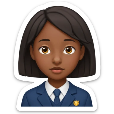 School uniform black girl. Right corner but more upturned nose sticker