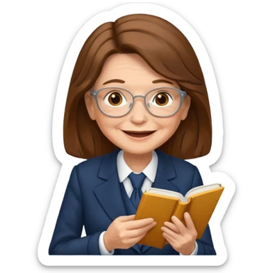 grandma reading in suit long hair sticker