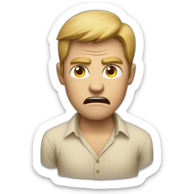 Man with beige shirt angry defying face sticker
