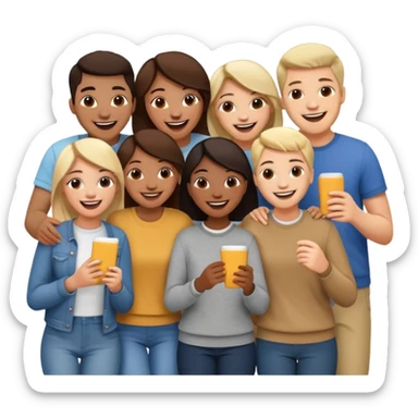 group of friends having fun together sticker
