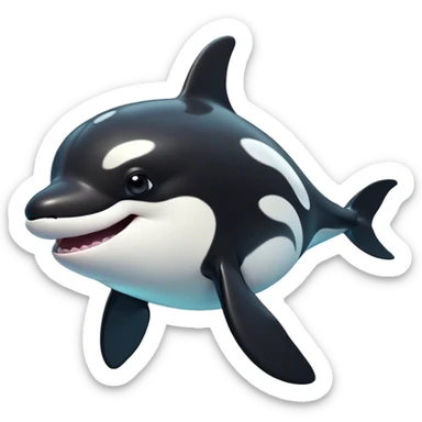 Cinematic Comical orca Portrait Emoji, Head tilted dramatically with an exaggeratedly shocked expression, featuring a sleek black-and-white body with wide, comically expressive eyes full of playful disbelief and animated flippers, Simplified yet hilariously expressive features, highly detailed, glowing with a slightly sassy oceanic glow, high shine, dramatic yet playful, stylized with an air of cheeky marine mischief, soft glowing outline, capturing the essence of a meme-worthy orca that looks ready to make waves with its hilariously dramatic antics! sticker