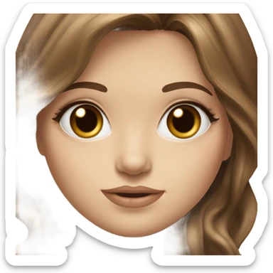 Beautiful realist White girl hazel eyes with long voluminous brown hair with brown highlights balayage  sticker