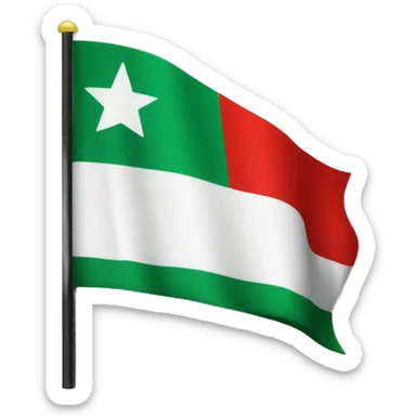 Bandera con tres líneas horizontales la primera de color verde la segunda de color blanca y la tercera de color negro, y con tres estrellas rojas  sticker