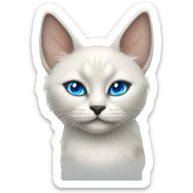 Fluffy white Siamese with blue eyes and devil horns  sticker