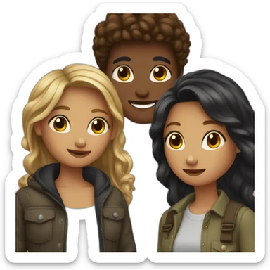 Group of four Friends with one boy & three girls sticker