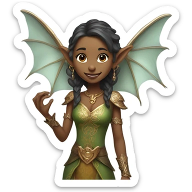 an elf woman login holding jolly bronze dragon sticker