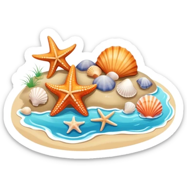 beach shore water seashells starfish sticker