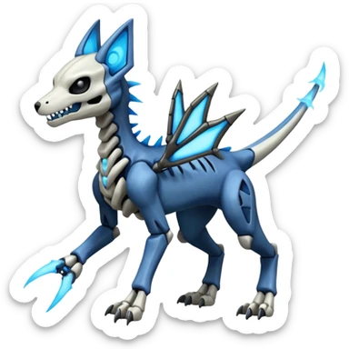 Skeletal Poochyena-Marowak-Dialga-Duskull-Electrike-Fakémon-hybrid-creature (full body)  sticker