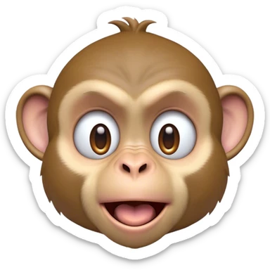 Cinematic Comical Macaque Portrait Emoji, Head tilted dramatically with an exaggeratedly shocked expression, featuring a dynamic, animated face with wide, comically expressive eyes full of humorous disbelief, Simplified yet hilariously expressive features, highly detailed, glowing with a slightly sassy glow, high shine, dramatic yet playful, stylized with an air of quirky primate attitude, soft glowing outline, capturing the essence of a meme-worthy macaque that looks ready to side-eye its way into viral fame! sticker