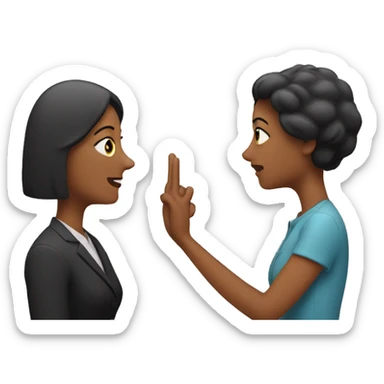 one woman saying something into the ear of another woman closing by hand sticker